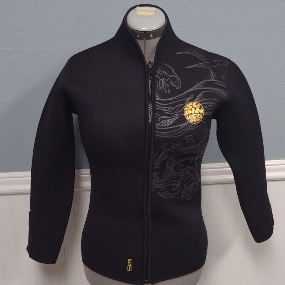 Men/Women Surf 5MM Neoprene Warm Wetsuit Jacket, Black  / M